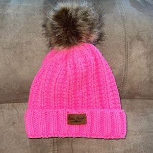 Fur Lined Puff Ball Winter Hat